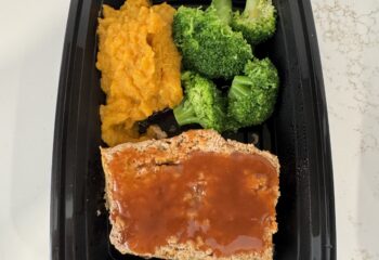 Turkey Meatloaf with Mashed Sweet Potatoes and Broccoli
